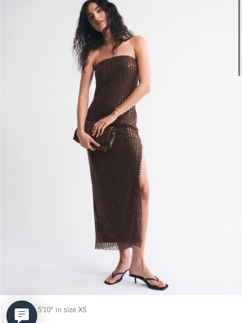 Abercrombie & Fitch Brown Strapless Maxi Dress with Side Slit